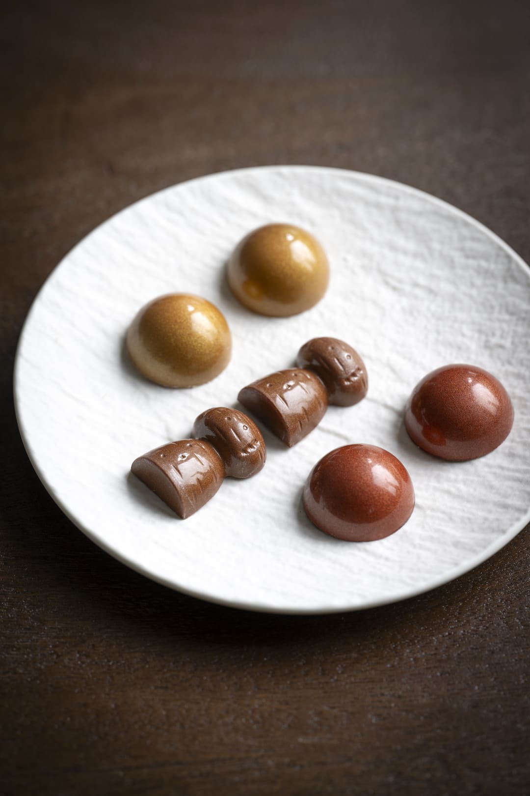 Assortiment handgemaakte pralines van Vinspiré met witte, melk- en pure chocolade